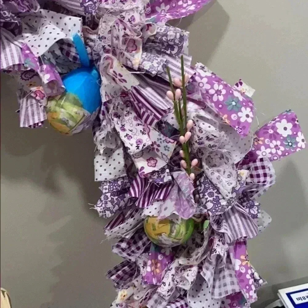 Easter Rag Wreath - 18”